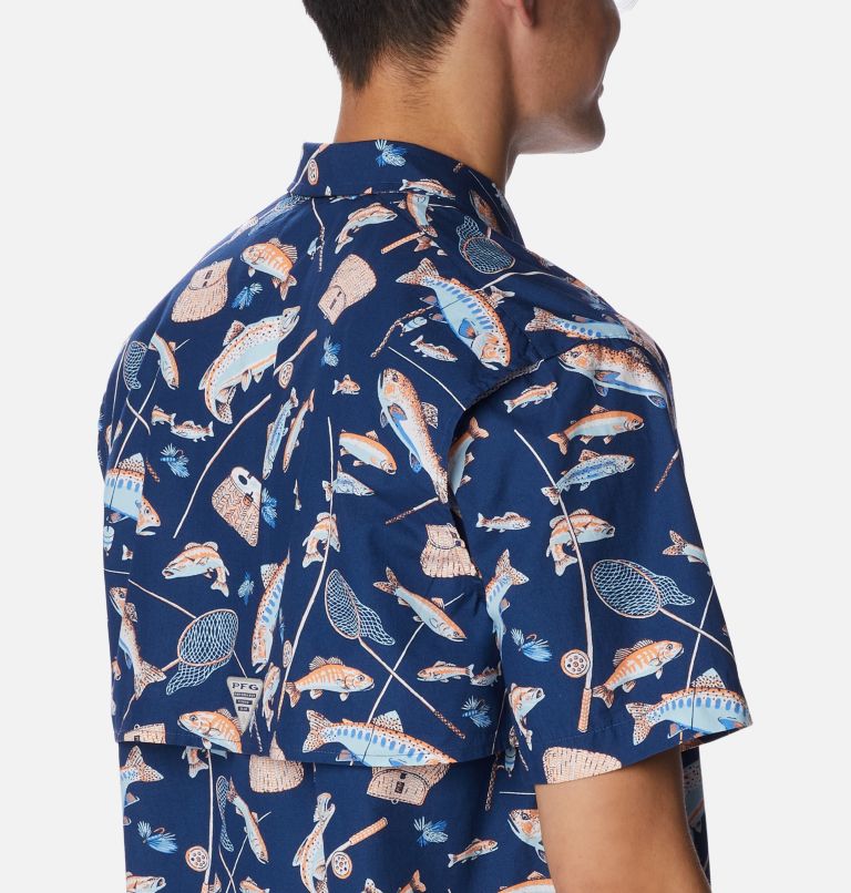 Men’s PFG Trollers Best Short Sleeve Shirt, Color: Carbon Midwest Bounty Print, image 5