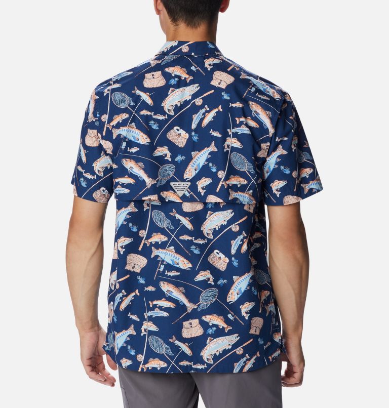 Thumbnail: Men’s PFG Trollers Best Short Sleeve Shirt, Color: Carbon Midwest Bounty Print, image 2
