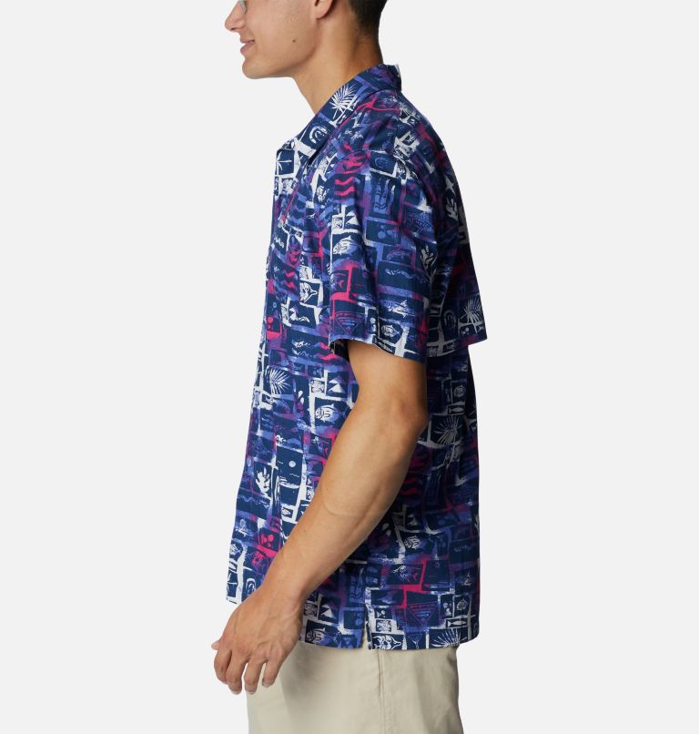 Thumbnail: Men’s PFG Trollers Best Short Sleeve Shirt, Color: Violet Sea Punked Fish, image 3