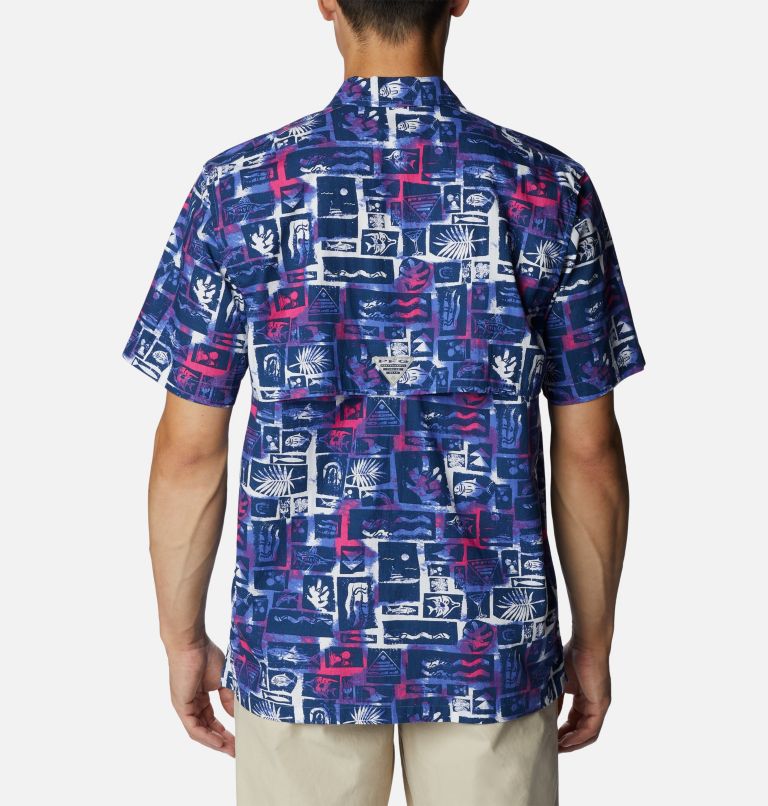 Men’s PFG Trollers Best Short Sleeve Shirt, Color: Violet Sea Punked Fish, image 2