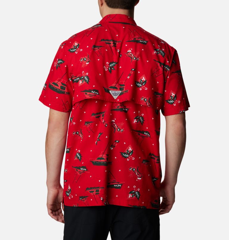 Thumbnail: Men’s PFG Trollers Best Short Sleeve Shirt, Color: Red Spark Reel Joy Print, image 2