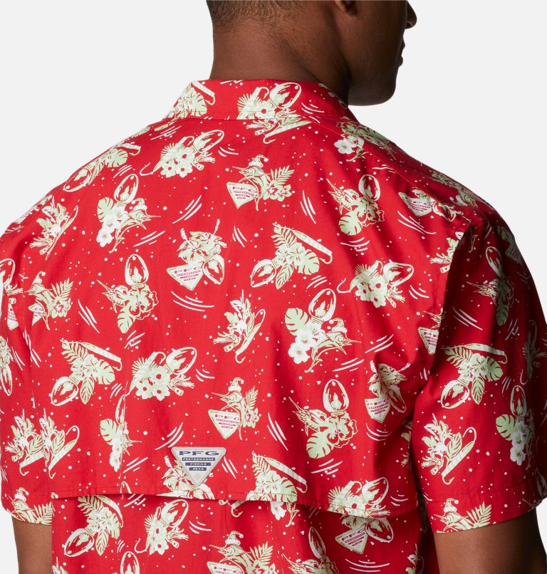 Men’s PFG Trollers Best Short Sleeve Shirt, Color: Red Spark Lite Me Up Print, image 5
