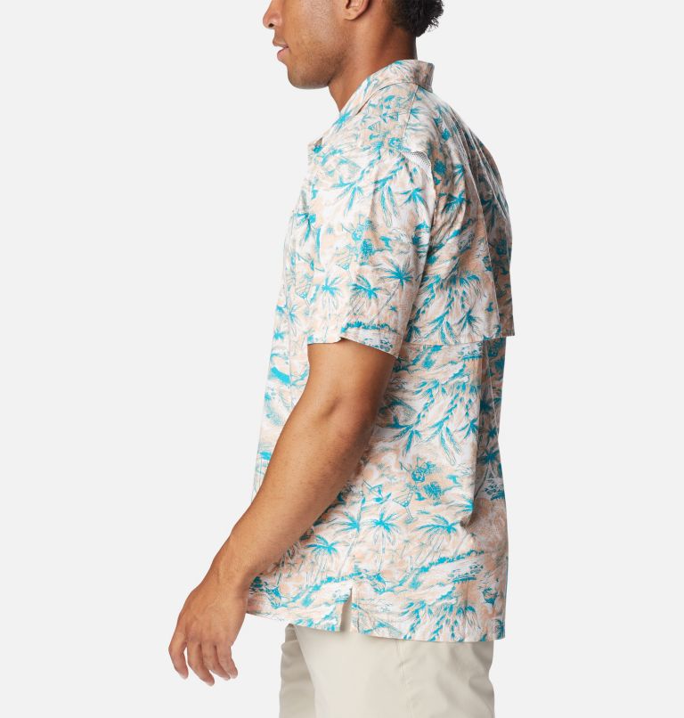 Thumbnail: Men’s PFG Trollers Best Short Sleeve Shirt, Color: Light Coral Seaday, image 3