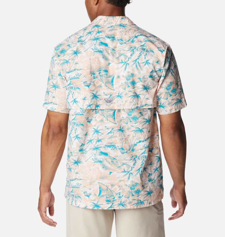 Thumbnail: Men’s PFG Trollers Best Short Sleeve Shirt, Color: Light Coral Seaday, image 2