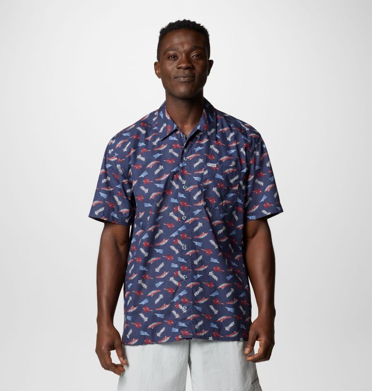 Men’s PFG Trollers Best Short Sleeve Shirt, Color: Nocturnal Fly Pride, image 1
