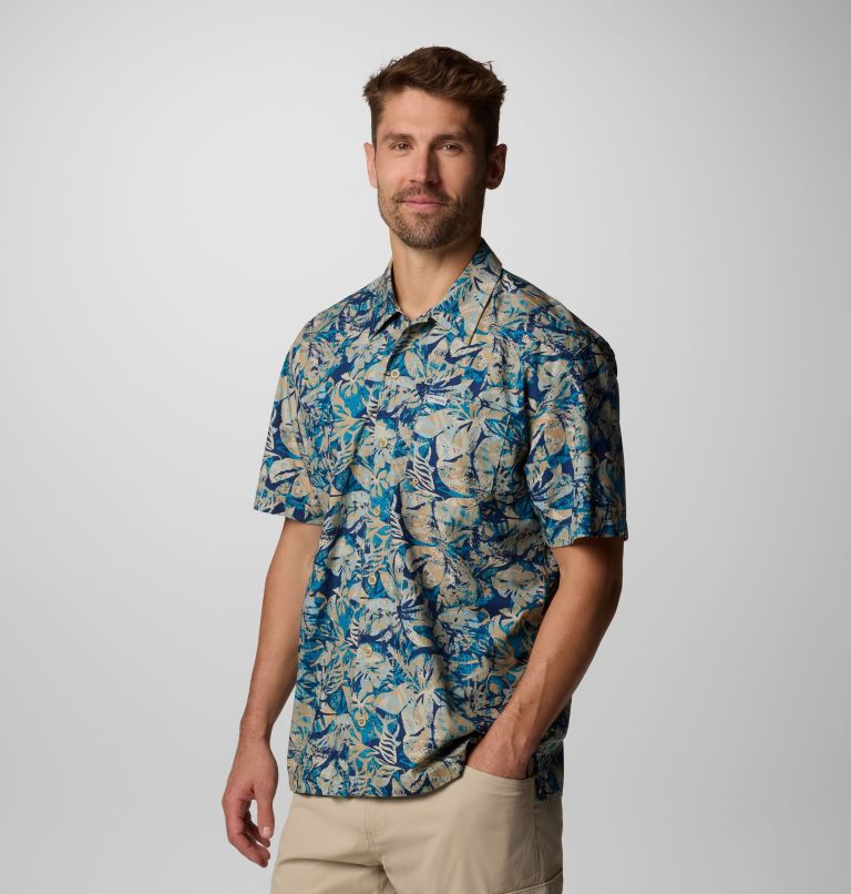 Men’s PFG Trollers Best Short Sleeve Shirt, Color: Blue Echo Wild Caught, image 4