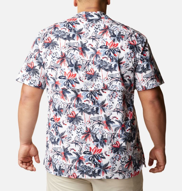 Men's PFG Trollers Best Short Sleeve Shirt – Big, Color: White Fireworks Fish Print, image 2