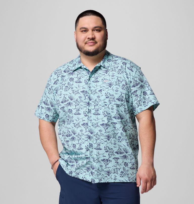 Men's PFG Trollers Best Short Sleeve Shirt – Big, Color: Spray Marlin Chase, image 1