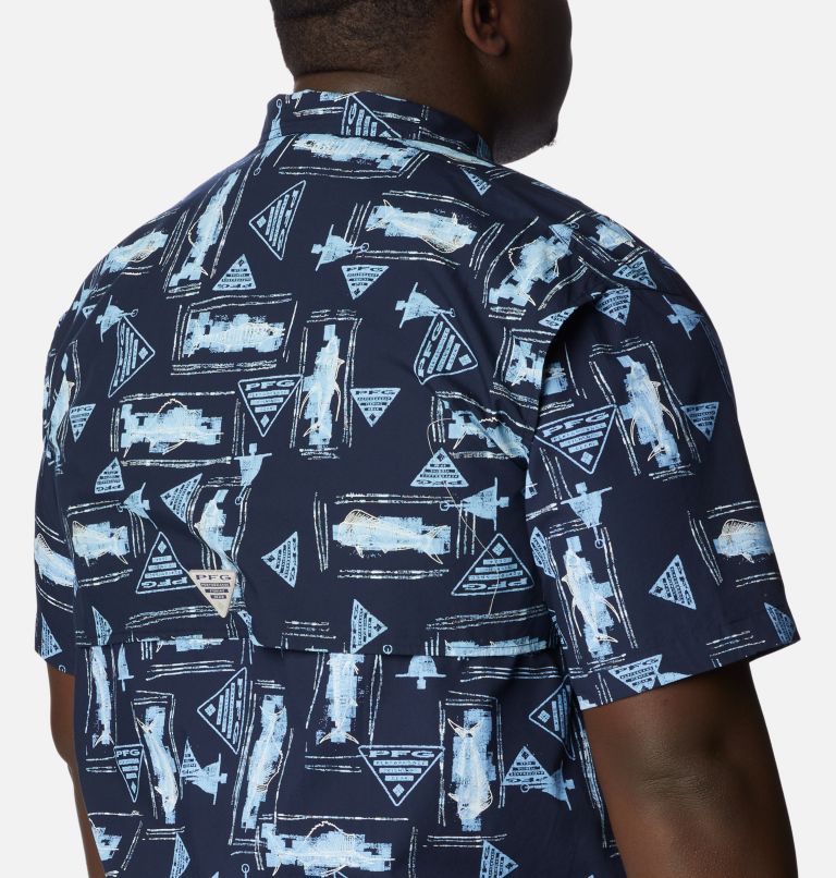Thumbnail: Men's PFG Trollers Best Short Sleeve Shirt – Big, Color: Collegiate Navy Anchors Up, image 5
