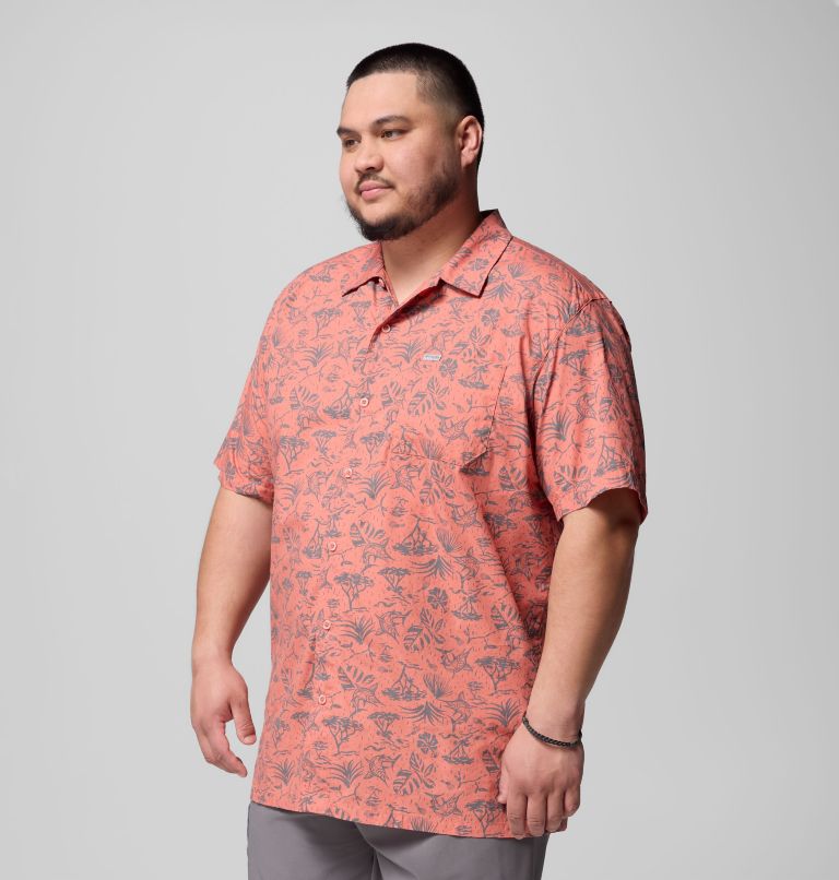 Men's PFG Trollers Best Short Sleeve Shirt – Big, Color: Faded Peach Marlin Chase, image 4