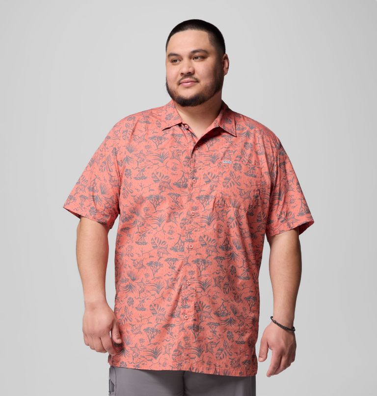 Men's PFG Trollers Best Short Sleeve Shirt – Big, Color: Faded Peach Marlin Chase, image 1
