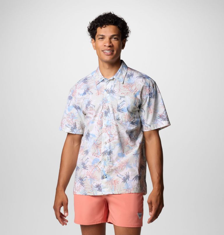 Men's PFG Trollers Best Short Sleeve Shirt – Tall, Color: White Majestic Catch, image 1