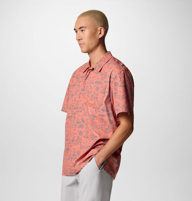 Men's PFG Trollers Best Short Sleeve Shirt – Tall, Color: Faded Peach Marlin Chase, image 4