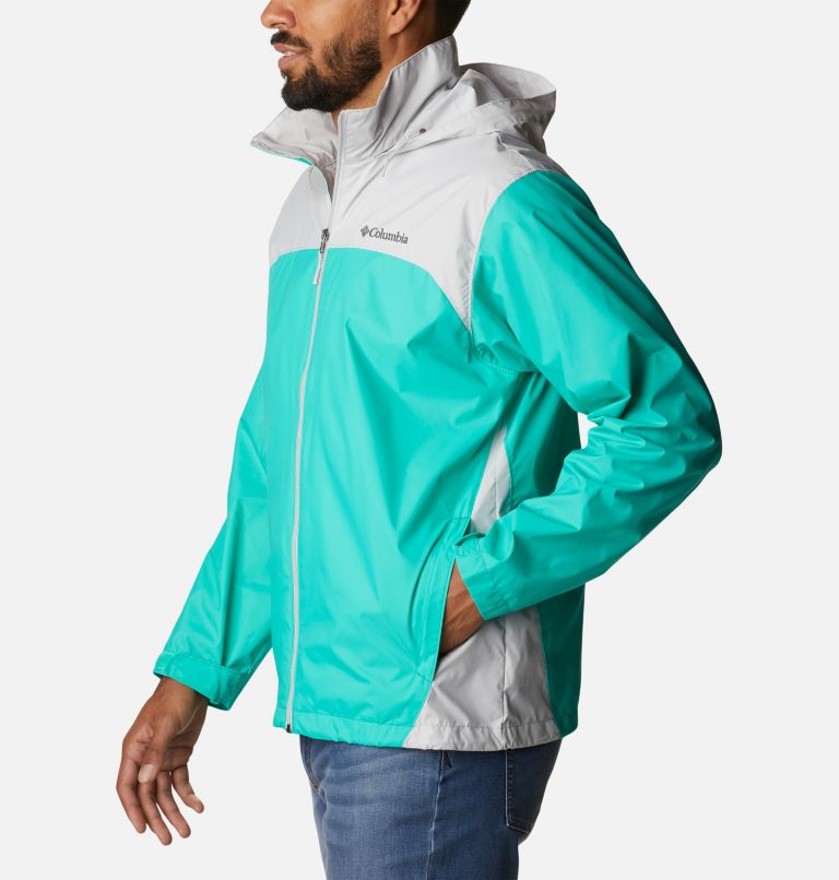 Men's Glennaker Lake Rain Jacket, Color: Electric Turquoise, Nimbus Grey