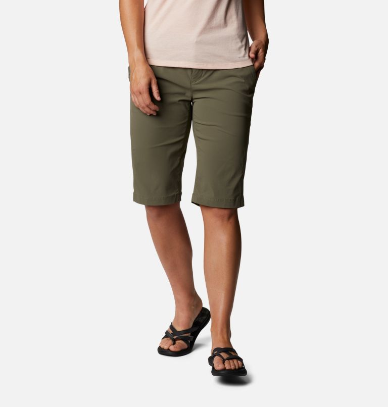 Women's Anytime Outdoor Long Shorts, Color: Stone Green, image 1