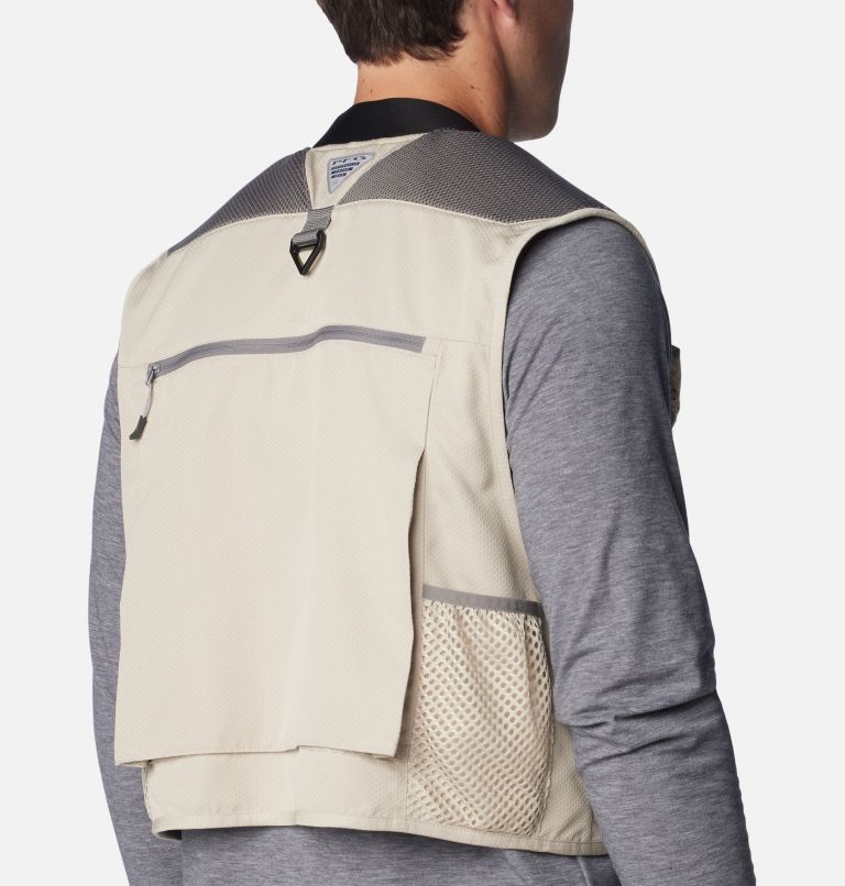 Columbia Sportswear Co Mens Fly Fishing Vest Beige Zip V-Neck Multi Pockets  L/XL