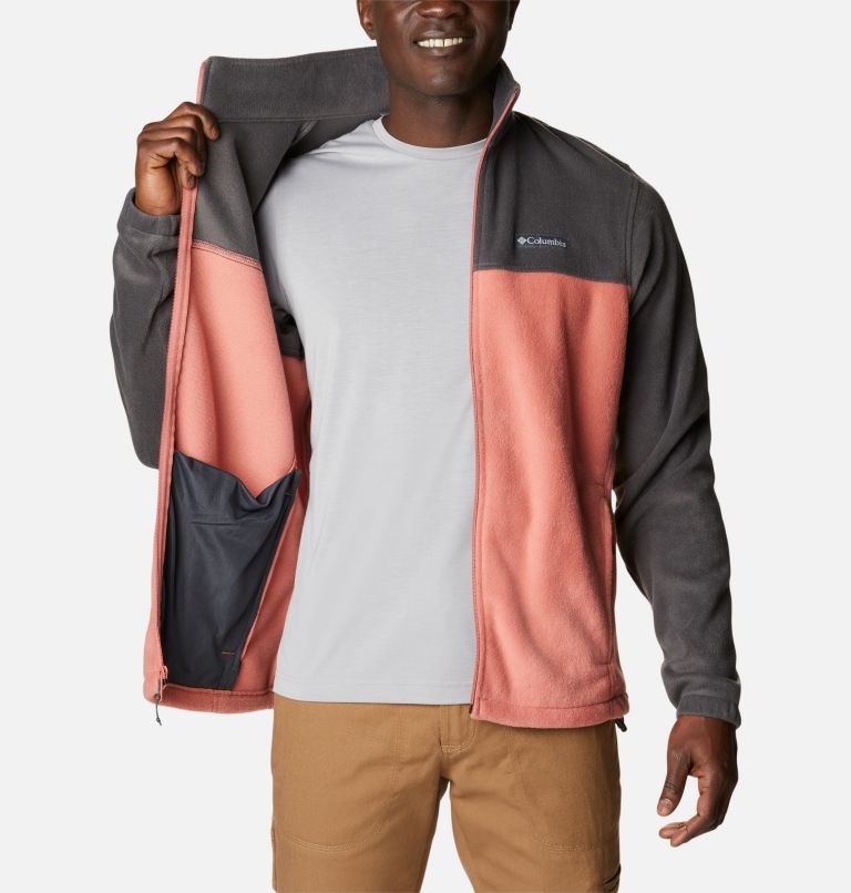 Men's Steens Mountain 2.0 Full Zip Fleece Jacket, Color: Shark, Dark Coral, image 5