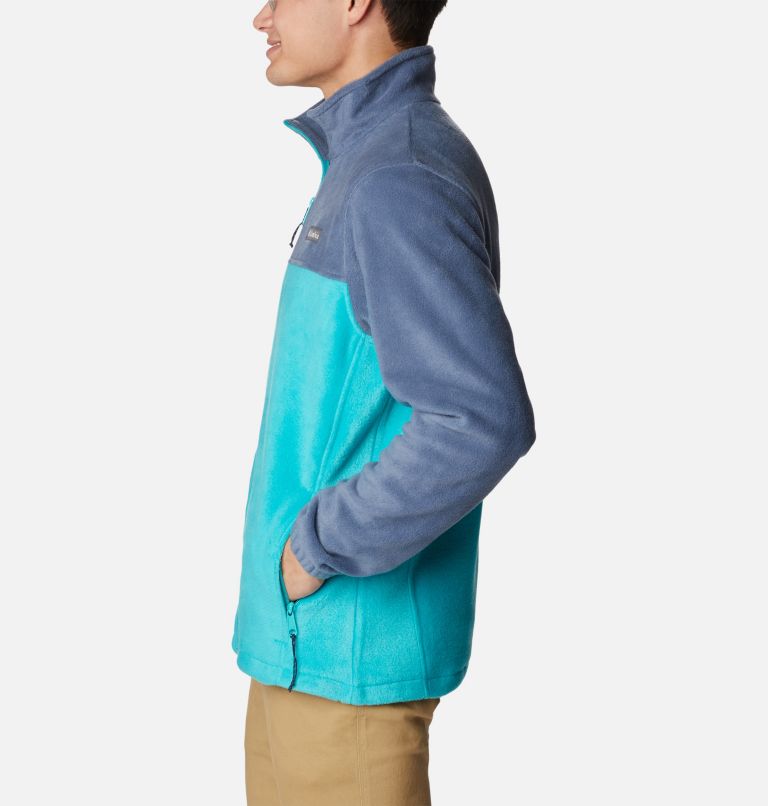 Men's Steens Mountain 2.0 Full Zip Fleece Jacket, Color: Dark Mountain, Bright Aqua, image 3