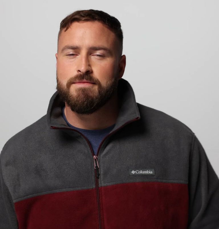 Men’s Steens Mountain 2.0 Full Zip Fleece Jacket - Big, Color: Shark, Rich Wine