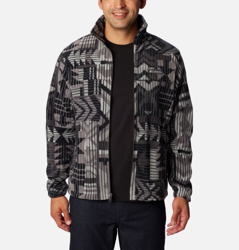 Thumbnail: Men’s Steens Mountain Printed Fleece Jacket, Color: Shark Pathways Print, image 7