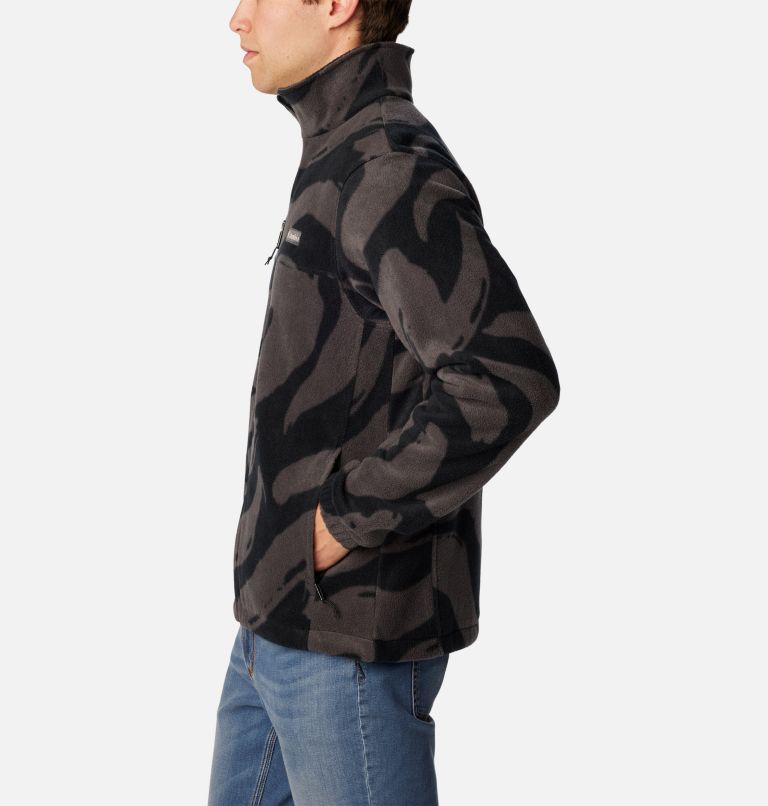 Men’s Steens Mountain Printed Fleece Jacket, Color: Black Snowdrifts Print, image 3