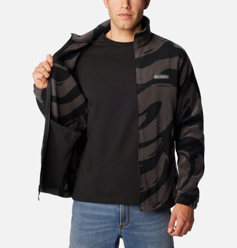 Men’s Steens Mountain Printed Fleece Jacket, Color: Black Snowdrifts Print, image 5