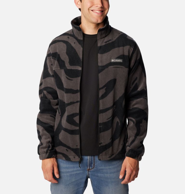 Men’s Steens Mountain Printed Fleece Jacket, Color: Black Snowdrifts Print, image 7