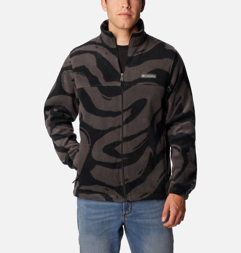 Men’s Steens Mountain Printed Fleece Jacket, Color: Black Snowdrifts Print, image 1