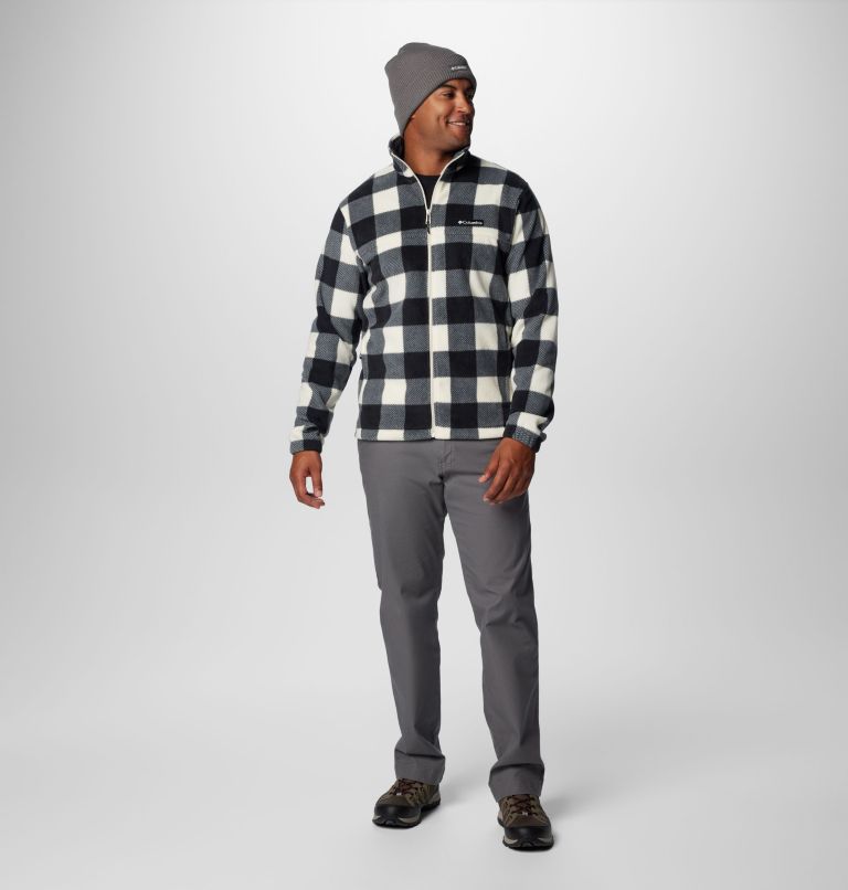 Men’s Steens Mountain Printed Fleece Jacket, Color: Chalk Check Print, image 3