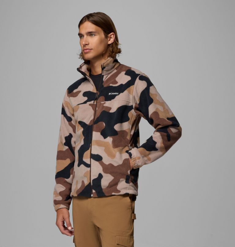 Men’s Steens Mountain Printed Fleece Jacket, Color: Tobacco Mod Camo, image 4