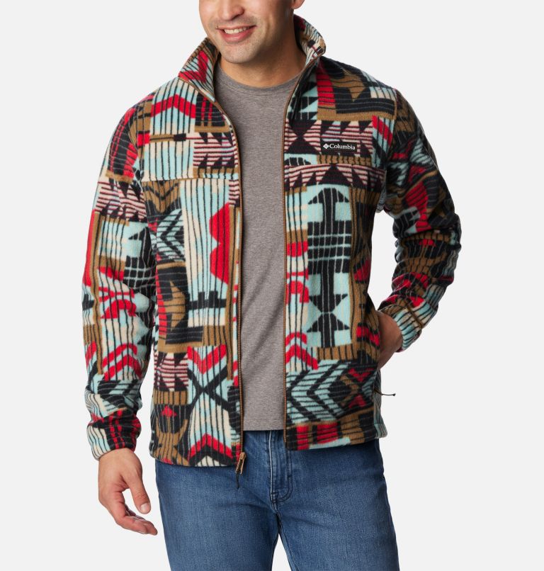 Men’s Steens Mountain Printed Fleece Jacket, Color: Delta Pathways Print, image 7
