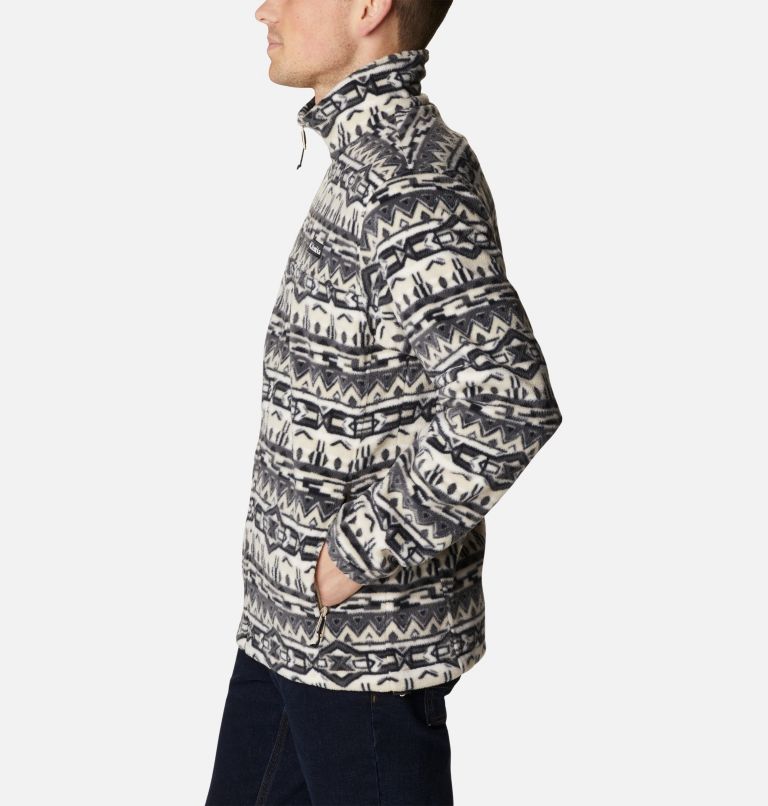 Thumbnail: Men’s Steens Mountain Printed Fleece Jacket, Color: Ancient Fossil 80s Stripe Print, image 3