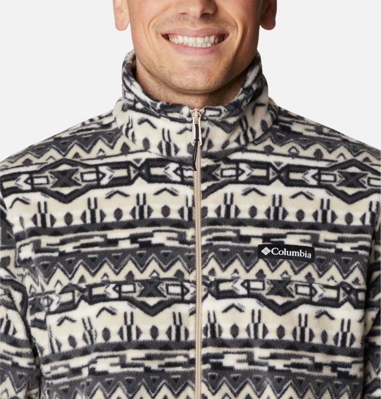 Thumbnail: Men’s Steens Mountain Printed Fleece Jacket, Color: Ancient Fossil 80s Stripe Print, image 4