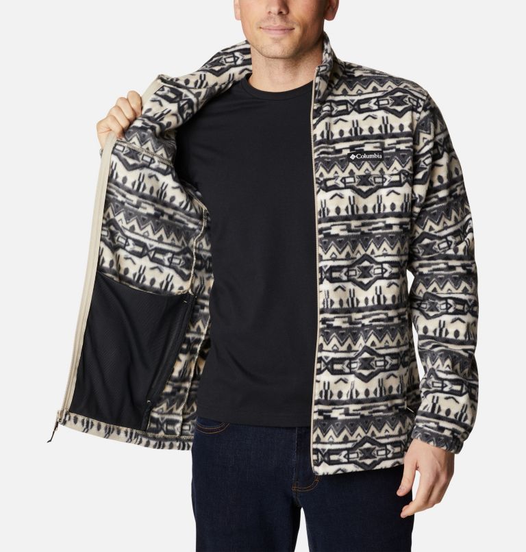 Men’s Steens Mountain Printed Fleece Jacket, Color: Ancient Fossil 80s Stripe Print, image 5