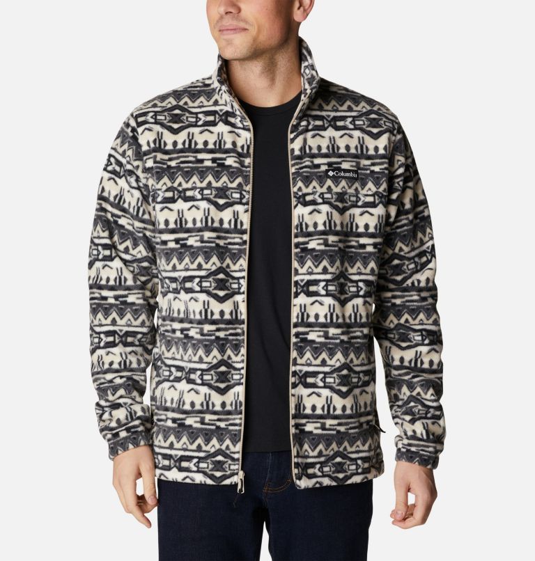 Thumbnail: Men’s Steens Mountain Printed Fleece Jacket, Color: Ancient Fossil 80s Stripe Print, image 7