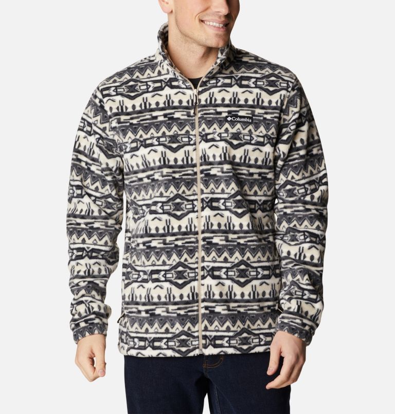 Thumbnail: Men’s Steens Mountain Printed Fleece Jacket, Color: Ancient Fossil 80s Stripe Print, image 1