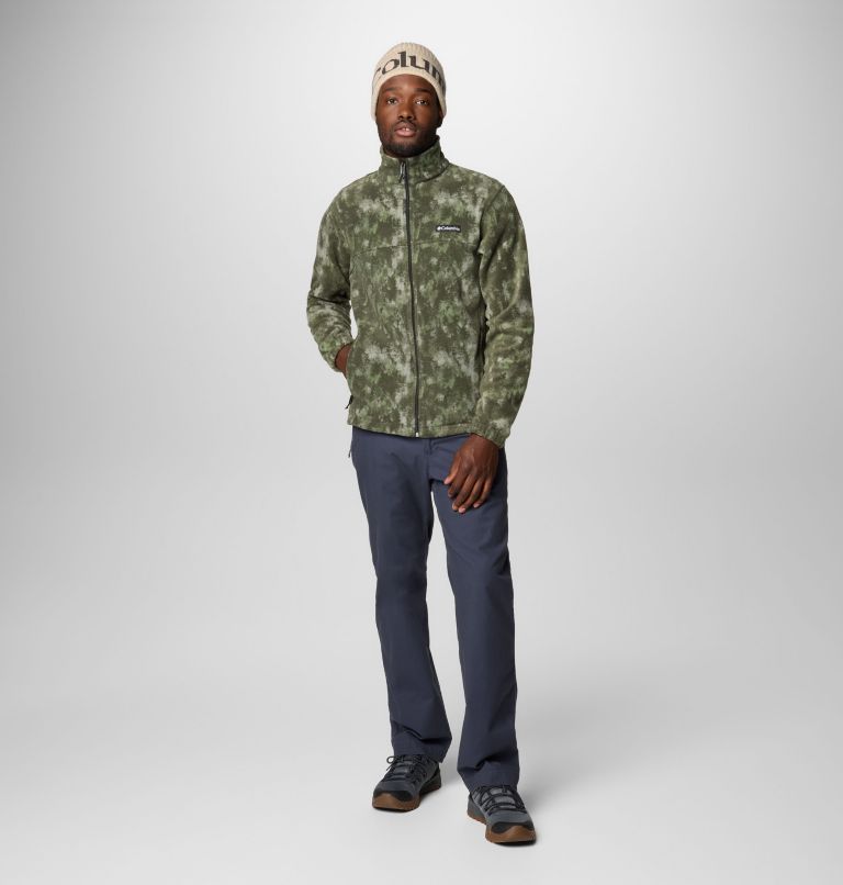 Men’s Steens Mountain Printed Fleece Jacket, Color: Greenscape Timberwild, image 3