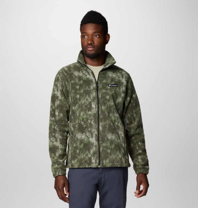 Men’s Steens Mountain Printed Fleece Jacket, Color: Greenscape Timberwild, image 1