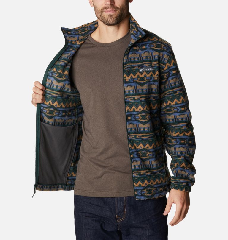 Thumbnail: Men’s Steens Mountain Printed Fleece Jacket, Color: Spruce 80s Stripe Print, image 5