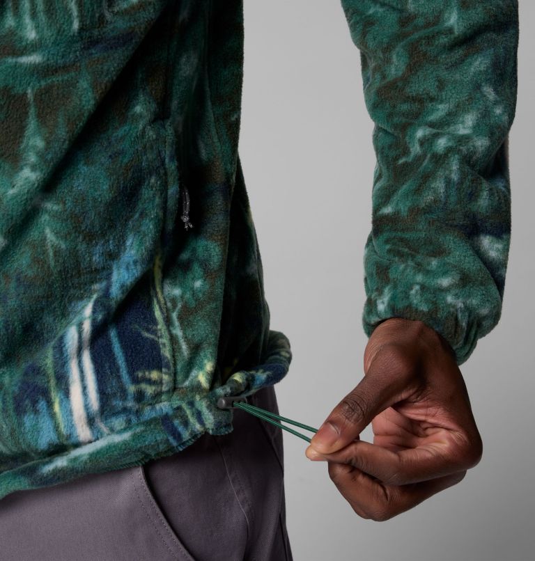 Men’s Steens Mountain Printed Fleece Jacket, Color: Rain Forest Deschutestrees, image 7
