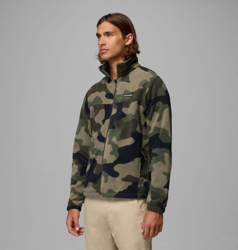 Men’s Steens Mountain Printed Fleece Jacket, Color: Stone Green Mod Camo, image 4