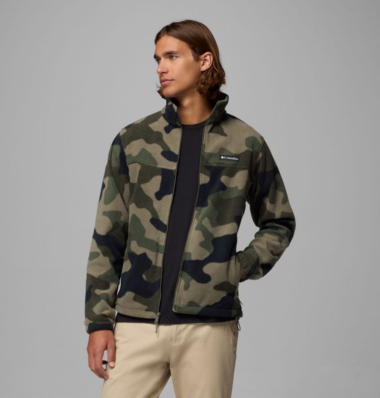 Men’s Steens Mountain Printed Fleece Jacket, Color: Stone Green Mod Camo, image 5