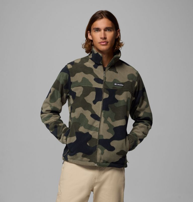 Men’s Steens Mountain Printed Fleece Jacket, Color: Stone Green Mod Camo, image 1