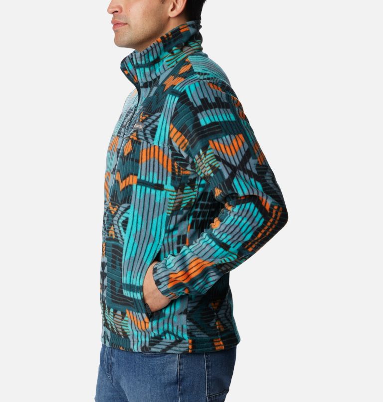 Men’s Steens Mountain Printed Fleece Jacket, Color: Night Wave Pathways Print, image 3
