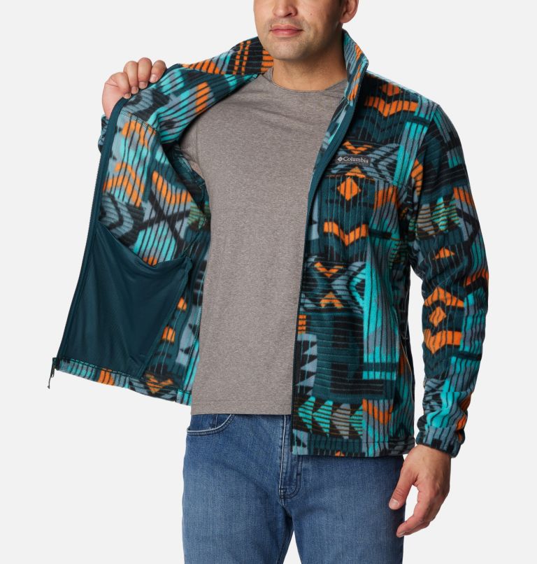 Men’s Steens Mountain Printed Fleece Jacket, Color: Night Wave Pathways Print, image 5
