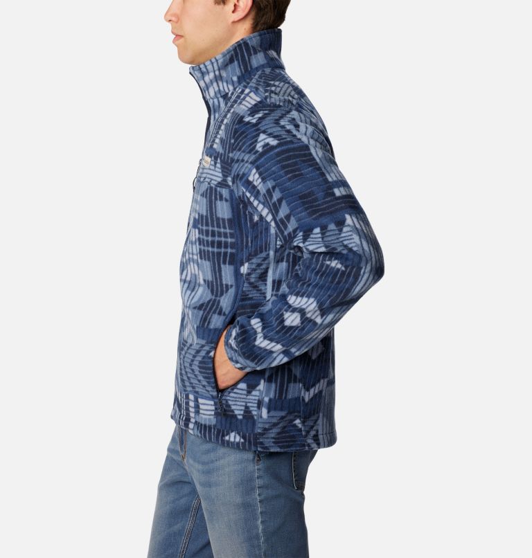 Men’s Steens Mountain Printed Fleece Jacket, Color: Dark Mountain Pathways Print, image 3