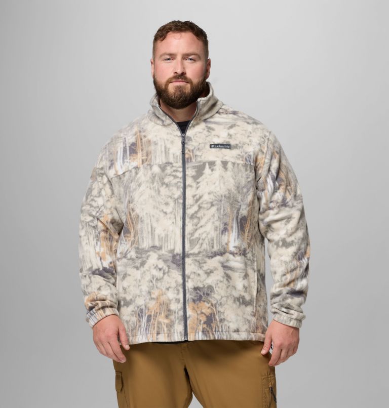 Men's Steens Mountain Printed Fleece Jacket - Big, Color: City Grey Deschutestrees, image 1