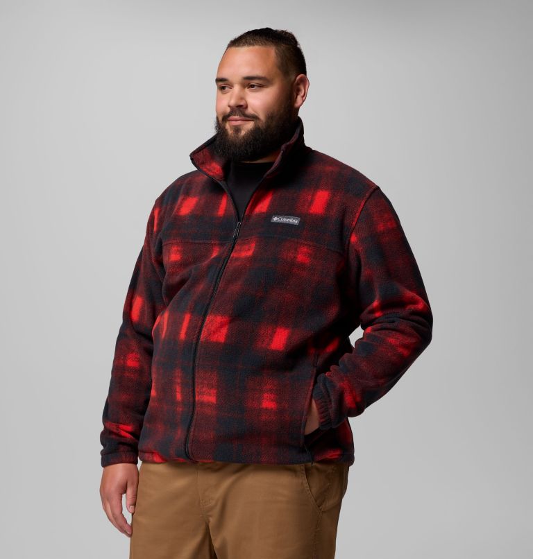 Men's Steens Mountain Printed Fleece Jacket - Big, Color: Sail Red Omblur, image 4