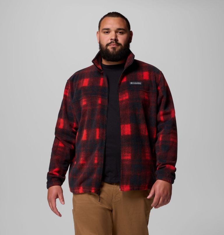 Men's Steens Mountain Printed Fleece Jacket - Big, Color: Sail Red Omblur, image 5