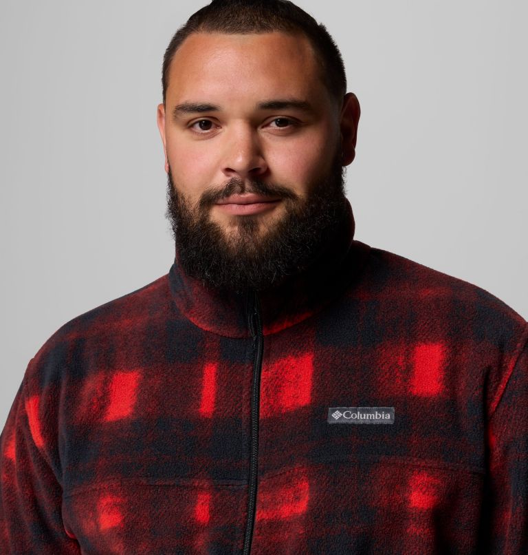 Men's Steens Mountain Printed Fleece Jacket - Big, Color: Sail Red Omblur, image 6